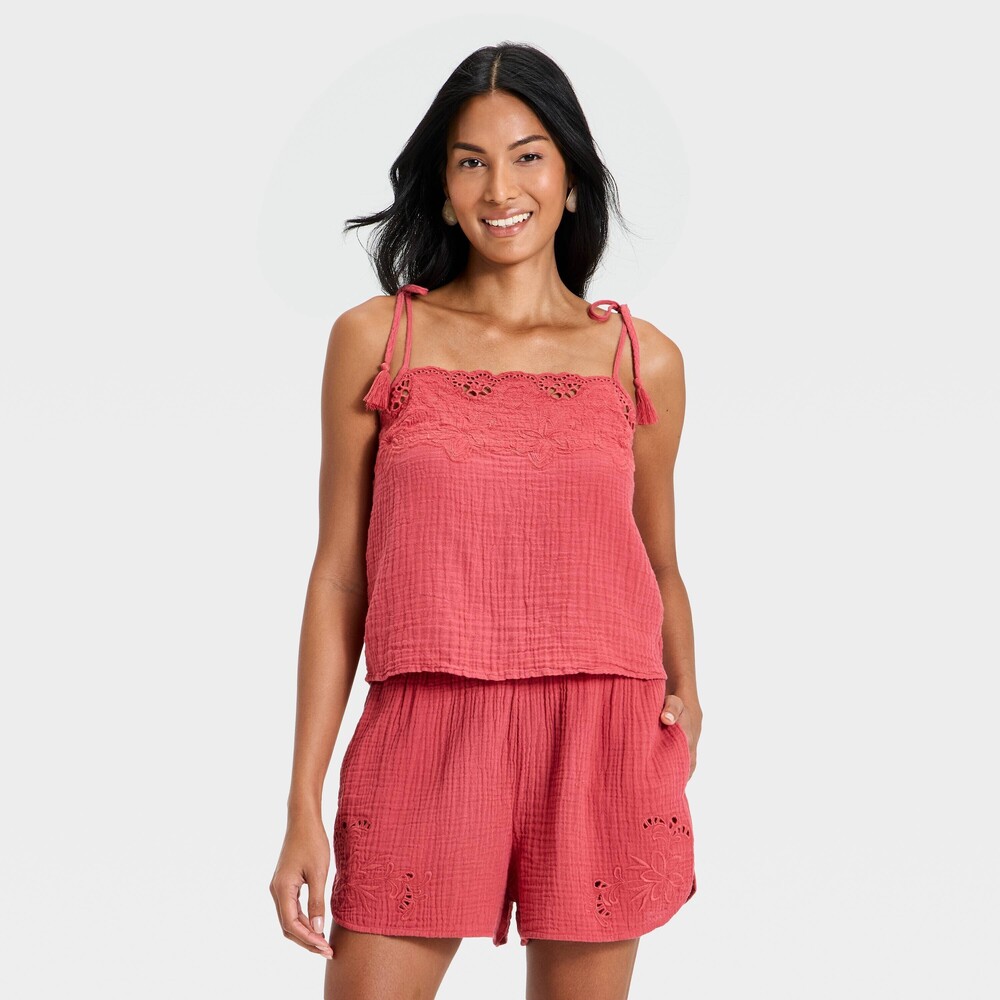 Women's Cutwork Tank Top - Universal Thread™ Berry Red new with tags, cotton